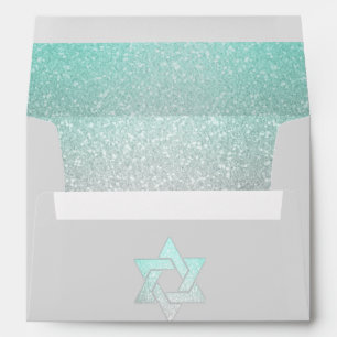 Glittery Gradient Aqua Invitation Envelope