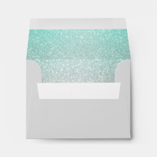 Glittery Gradient Aqua RSVP Envelope