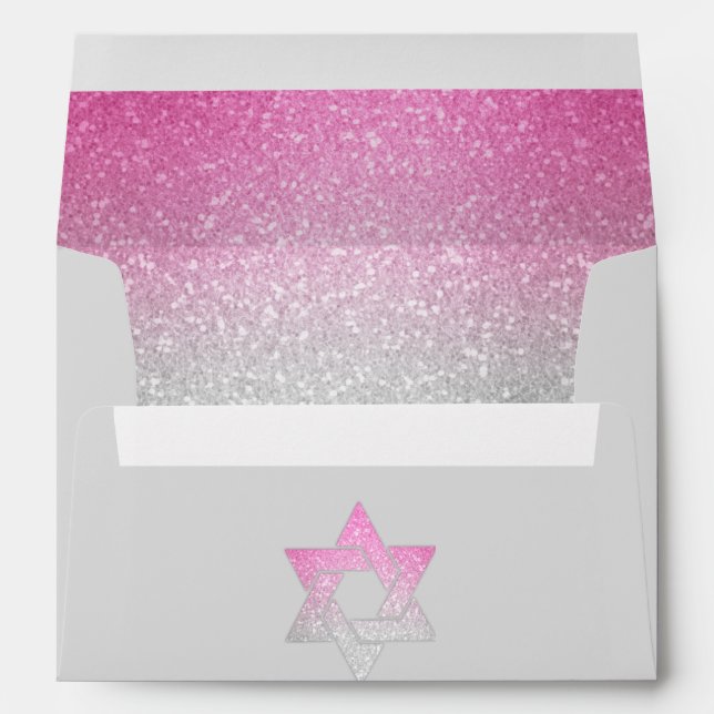 Glittery Gradient Hot Pink Invitation Envelope (Back (Bottom))