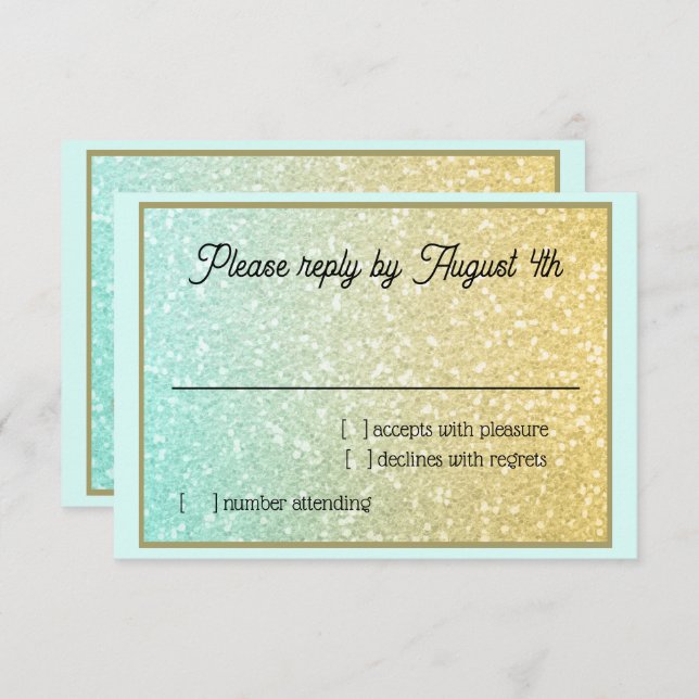 Glittery Gradient RSVP Aqua Gold (Front/Back)