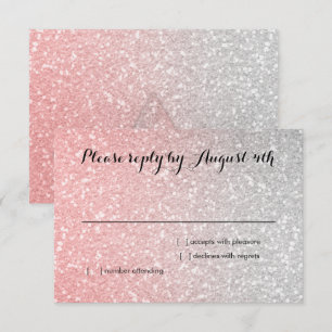Glittery Gradient RSVP Coral Card