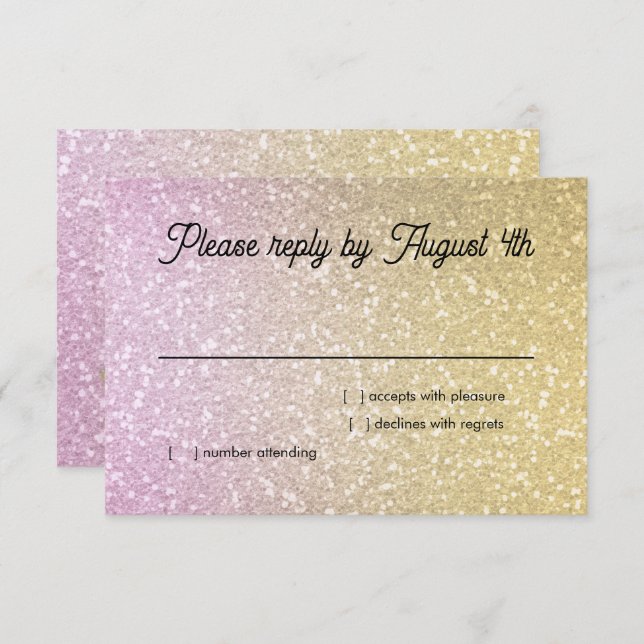 Glittery Gradient RSVP Gold and Pink (Front/Back)