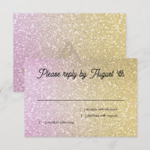 Glittery Gradient RSVP Gold and Pink Card