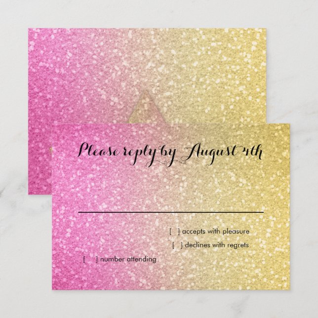 Glittery Gradient RSVP Hot Pink Card (Front/Back)