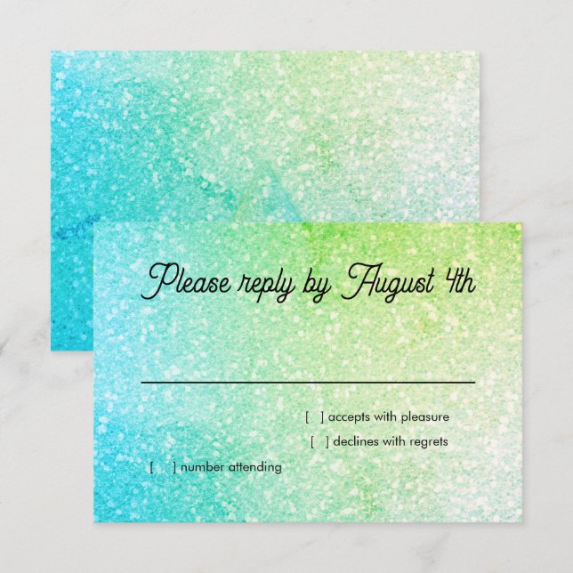 Glittery Gradient RSVP Tutquoise Lime Card (Front/Back)