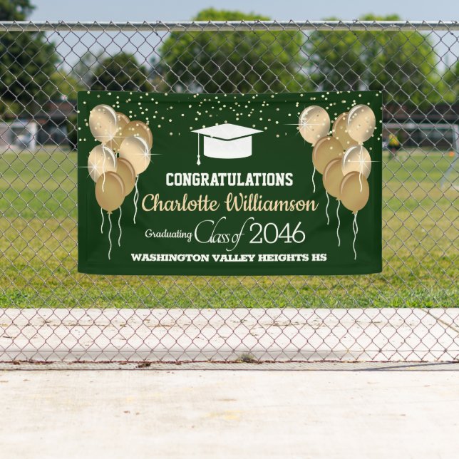 Glittery Green and Gold Congratulations Graduate  Banner (Insitu)