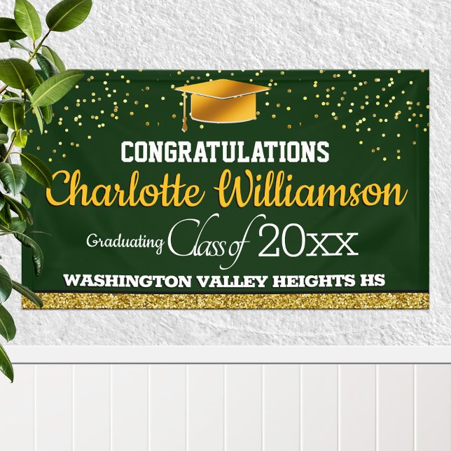 Glittery Green and Yellow Graduation Banner (Creator Uploaded)