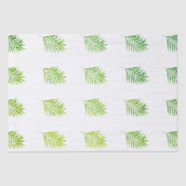Glittery Green Palms Tropical Wedding Celebrations Tissue Paper (Front)