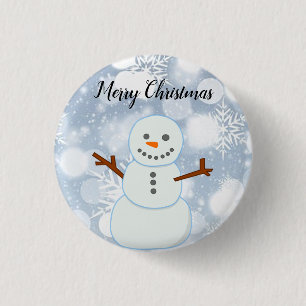  Glittery Grey Background With Snowflakes and Snow 3 Cm Round Badge