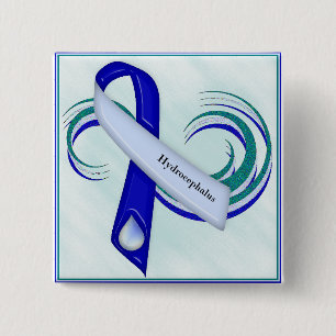 Glittery Hydrocephalus Ribbon Button