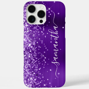 Glittery Indigo Purple Glam Girly Signature iPhone 16 Pro Max Case