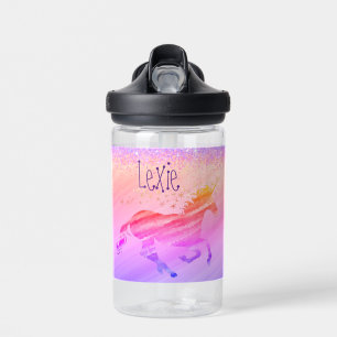 Glittery Lavender and Pink Unicorn  Water Bottle