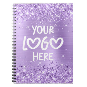 Glittery Lavender Faux Foil Business Logo Notebook