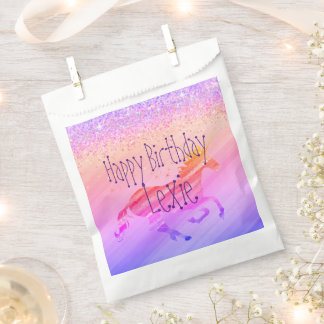 Glittery Lavender Pink Unicorn Birthday Custom Favour Bags