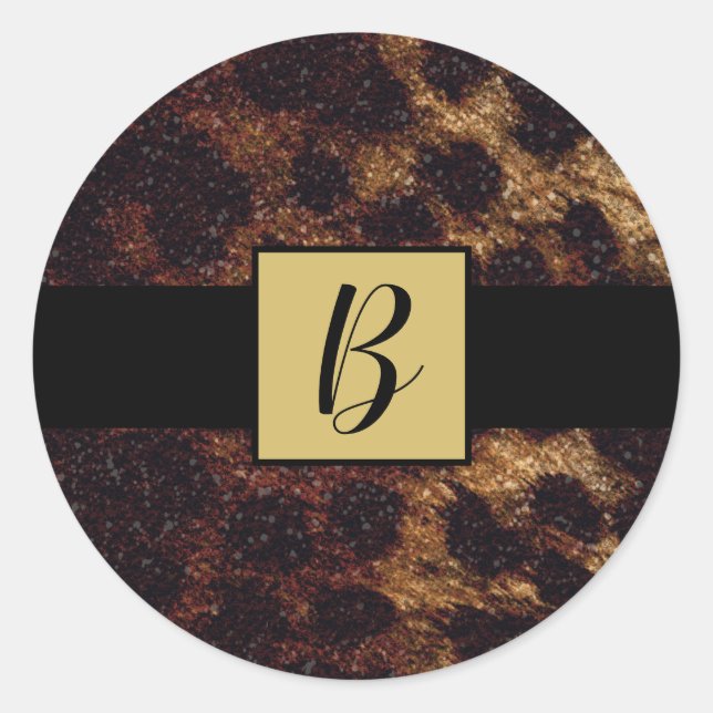 Glittery Leopard Cheetah Animal Print Wild Safari Classic Round Sticker (Front)