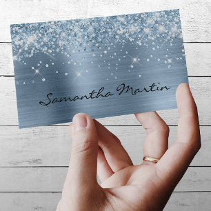 Glittery Light Blue Foil Business Card