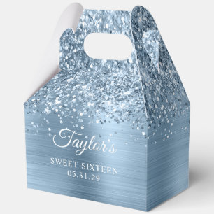 Glittery Light Blue Foil Glam Sweet Sixteen Favour Box