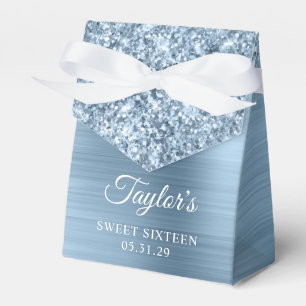 Glittery Light Blue Foil Glam Sweet Sixteen Favour Box