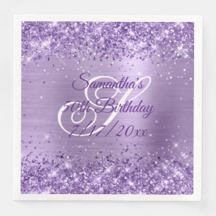 Glittery Light Purple 50th Birthday Napkin