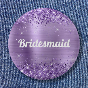 Glittery Light Purple Foil Bridesmaid 6 Cm Round Badge