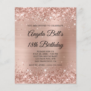 Glittery Light Rose Gold 18th Birthday Paper Flyer