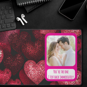 Glittery Love I Text Back Immediately Desk Mat