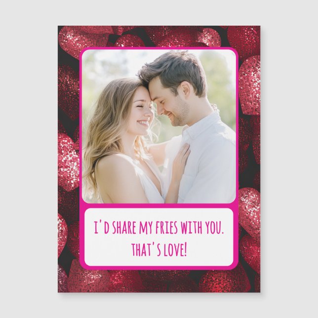 Glittery Love Share My Fries Magnetic Card (Front)