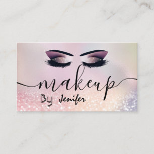Glittery luxury makeup eyes calligraphy business card