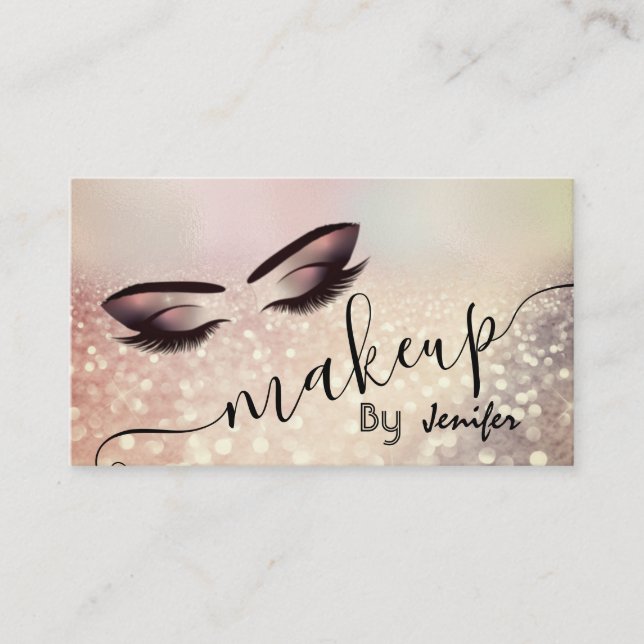 Glittery luxury makeup eyes calligraphy business card (Front)