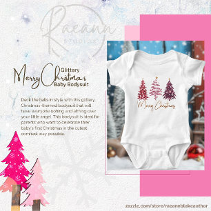Glittery Merry Christmas Baby Jersey Bodysuit