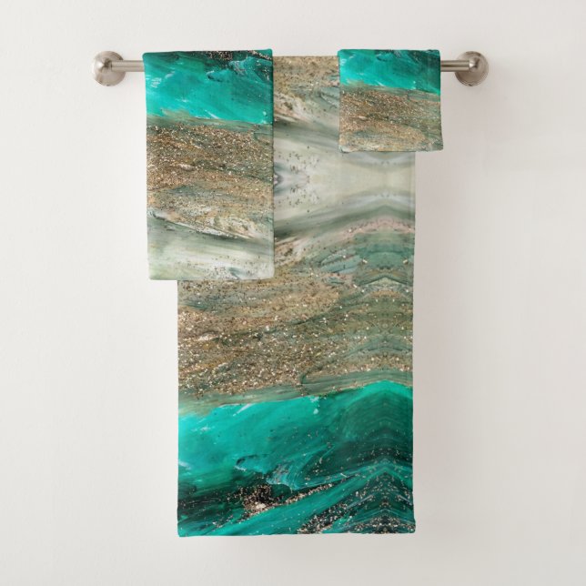 Glittery Modern Artsy Abstract  Bath Towel Set (Insitu)
