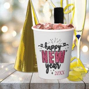 Glittery New Year's Eve Party Paper Cups
