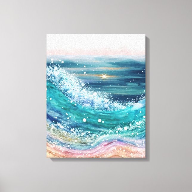 Glittery Ocean Waves Canvas Print (Front)
