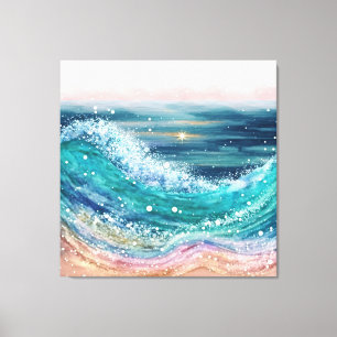 Glittery Ocean Waves Canvas Print