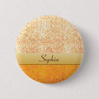 Glittery Orange Polka Dot Name Tag Badge