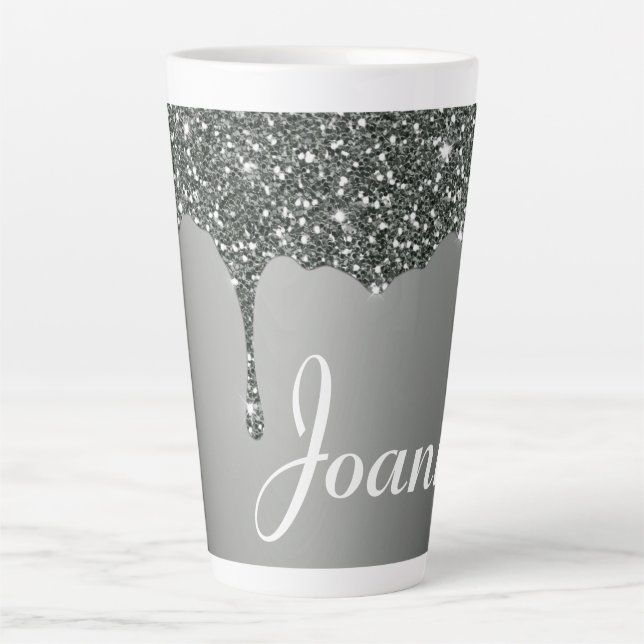 Glittery Paint Drip  Latte Mug (Front)