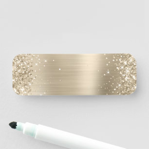 Glittery Pale Gold Foil Blank Name Tag
