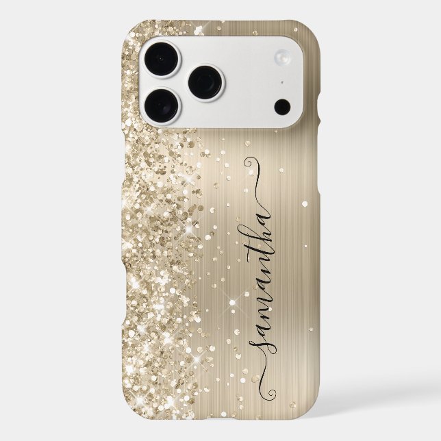 Glittery Pale Gold Foil Modern Girly Signature (Back)