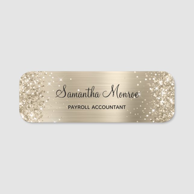 Glittery Pale Gold Foil Name Tag (Front)