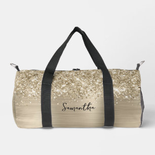 Glittery Pale Gold Glam Name Duffle Bag