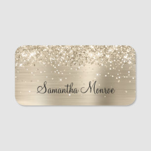 Glittery Pale Gold Metallic Name Tag