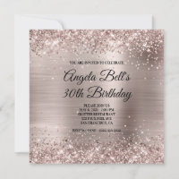 Glittery Pink Champagne Faux Foil 30th Birthday