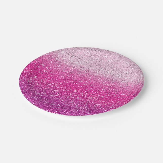 Glittery Pink Ombre Paper Plate (Angled)