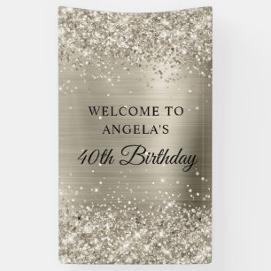 Glittery Platinum Foil 40th Birthday Vertical Banner