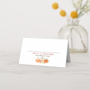 Glittery Pumpkins Fall In Love Names Wedding Place Card