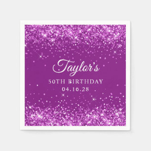 Glittery Purple 50th Birthday Napkin