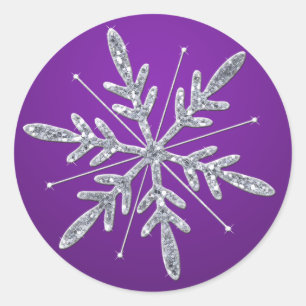 Glittery Purple and Silver Snowflake Sticker