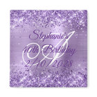 Glittery Purple Foil Fancy Monogram 40th Birthday