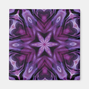 Glittery Purple Kaleidoscope Hearts Gradient Magnet