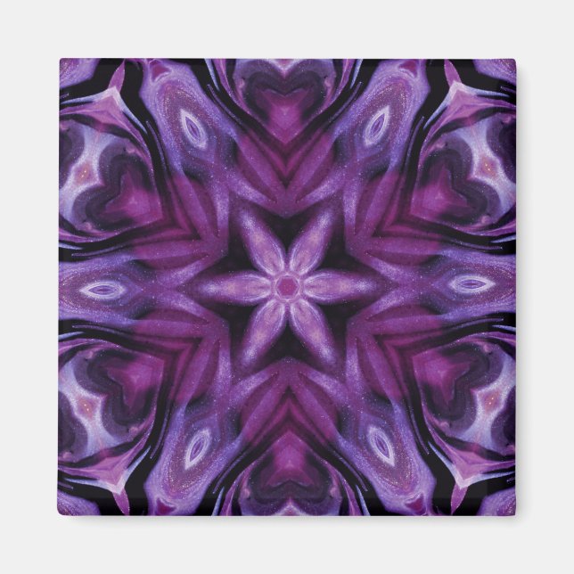 Glittery Purple Kaleidoscope Hearts Gradient Magnet (Front)